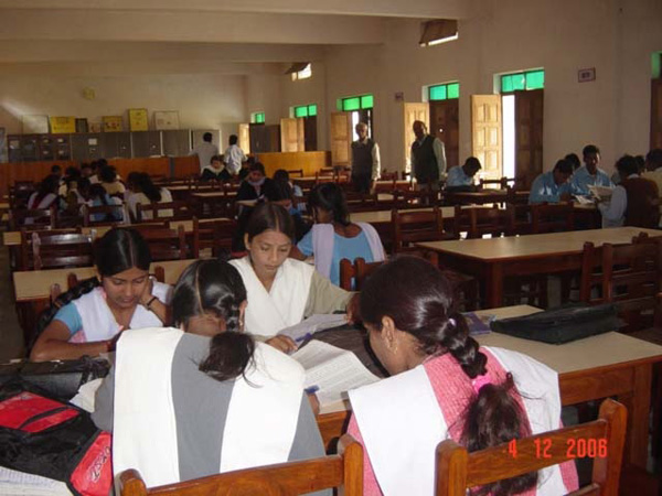 students in library